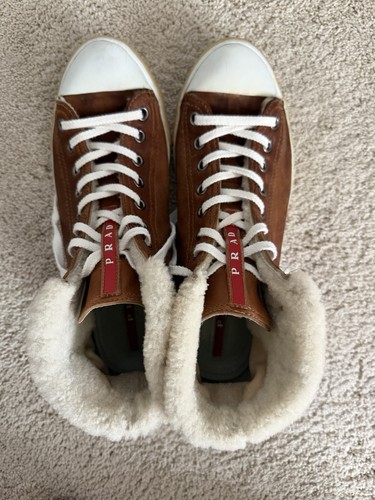 Prada brown leather lace - prada,