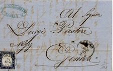 REGNO 1862 - LETTERA VIAGGIATA TORINO/ROMA VALORE ISOLATO 20c. INDACO CON TESTO
