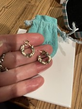 Orecchini  rari cerchio piccolo Bambu argento 925/1000 Tipo Tiffany