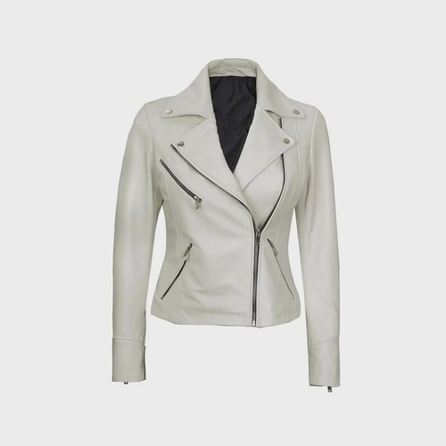 Giacca moto biker donna - , bianca