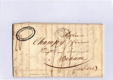 Charleville, 1842 , prefilatelica per Beaune , con testo interno.