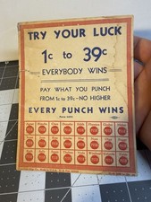 1939 PUNCH BOARD GIOCO