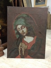 Olio su tela antico Madonna orante 1780 circa 