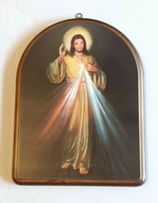 QUADRO CON GESU’ MISERICORDIOSO IN LEGNO MASSELLO CM 42 X 32 PRODUZIONE ITALIANA