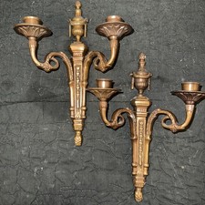 2 Applique francesi stile Luigi XVI ottone massiccio doppio braccio portacandele art deco