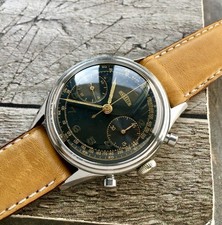 Vintage Rare 1950 Angelus Chronograph Cal.215 Oversize 38mm Steel Gilt Galvanic