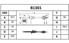 Semiasse BOLK 918mm -