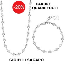 Sagapo Collana e Bracciale Donna Acciaio Quadrifogli S'agapo SHK81 SHK96