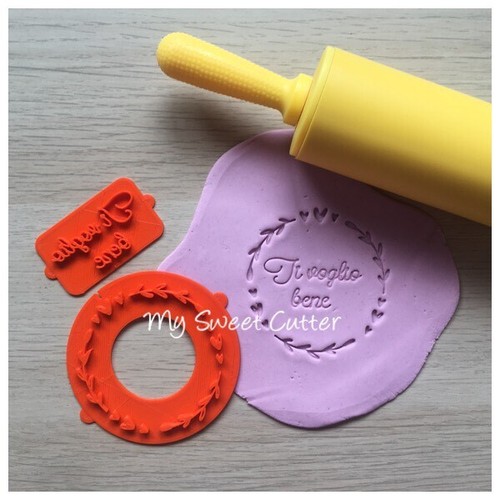 Timbro floreale cornice cuori - timbro,