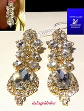 Orecchini Pendenti Oro Giallo Gioielli Donna SWAROVSKI ORIGINALI Lusso Sposa New
