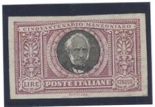 1923 Lire 5 Manzoni non dentellato filigrana lettere 5/10 a sinistra Raro