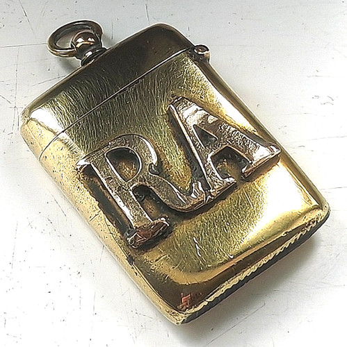 Antique brass vesta case - case, royal