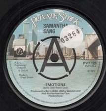 Samantha Sang Emotions 7" Vinile UK Private Stock 1977 Promo Copia Con Adesivo