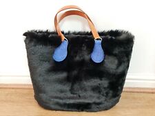Borsa donna Obag Made in Italy pelliccia nera a mano senza etichetta nuova 