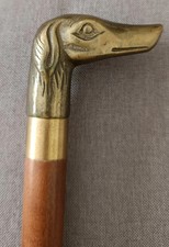 ANTICO BASTONE DA PASSEGGIO IN LEGNO ED OTTONE RAFFIGURANTE UN CANE