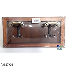 APPENDIABITI DA PARETE A 2 POSTI COLORE NOCE IN LEGNO CON APPENDINI IN ZAMA