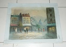 Quadro olio tela CAROLINE BURNETT Paris Montmartre Parigi 41x31 cm 