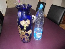 Grand Vase Emaillé Verre Bleu