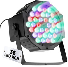 Faretto LED RGB 36W 17,5 X 17,5 X 10 Cm Con Sensore Sonoro, 36 Luci Discoteca a 