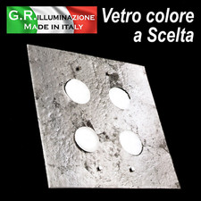 PLAFONIERA MODERNA A LED 4 LUCI Ø48 LAMPADA DA SOFFITTO IN VETRO F. ARGENTO Riva