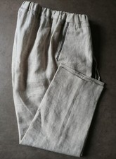 Pantaloni di lino color naturale, marca L.P. Confezioni Shop, taglia 44