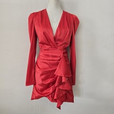 Mini abito a V rosso raso