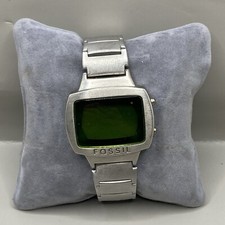 Vintage Fossil 2002 Green Faced Digital Watch Not Tested