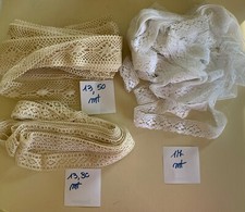 5º Lotto Pizzo Bianco e Écru Per Biancheria o Tovaglie D’altare