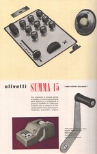 PUBB.1952 OLIVETTI SUMMA 15 ADDIZIONATRICE SCRIVENTE UFFICIO INDUSTRIA CALCOLO