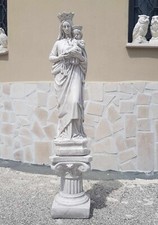 STATUA DELLA MADONNA DEL CARMELO CARMINE CON BASE COLONNA IN CEMENTO PER ESTERNO
