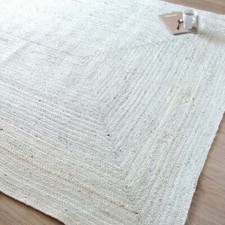Tappeto tappeto juta casale naturale fatto a mano bianco intrecciato moderno aspetto rustico