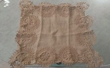 Antica fodera XX secolo cuscino divano Lino grezzo juta applicazione uncinetto 