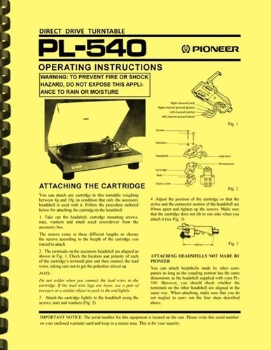 Pioneer 540 giradischi - pioneer, pl-540