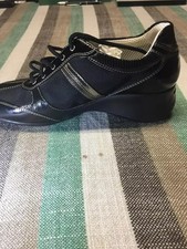 scarpe nere cromo lucido + tessile nuove imballate 38.5· con cartellino·Geox