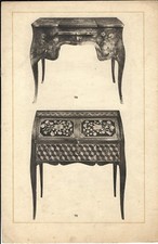 Stampa antica SCRITTOIO CINESE DECORATO CINA CHINA 1920 Old Antique print T70-71