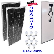 KIT FOTOVOLTAICO 2 KW PANNELLI 2 X 250W 500W CAMPER NAUTICA ACCUMULO PER BATT...