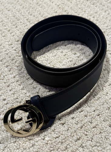 Gucci cintura uomo blu fibbia