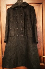 Cappotto cappottino vintage sartoriale blu notte e colletto astrakan nero small?