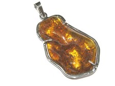ciondolo ambra fossile argento