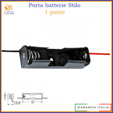Portabatterie aa porta batteria batterie pile stilo 1 posto in plastica con fili