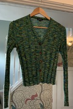 Cardigan Kookai verde misto skinny a costine taglia 2/Media 