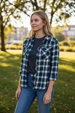 Camicia Vintage y2k country style Folk 100% Cotton Blusa Scozzese a Quadri Shirt