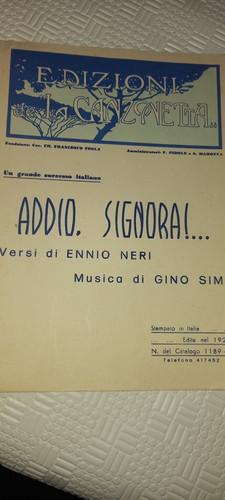 Spartito addio signora - addio,
