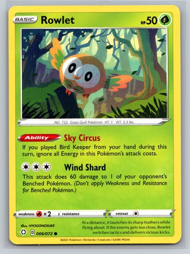 Carta pokemon tcg rowlet - carta,