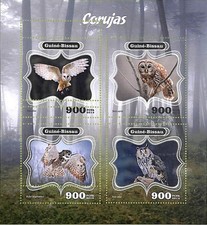 A7794 - Guinea-Bissau - Foglio francobolli ERRORE ERRORE ERRATO - 2014 UCCELLINI gufi