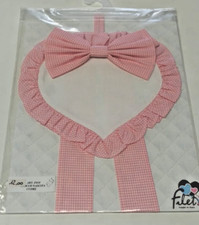 fiocco nascita - cuore - rosa - tela aida da ricamo - filet