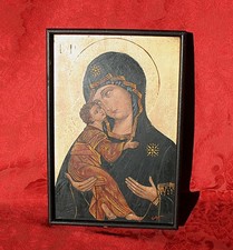 ICONA RUSSA  DIPINTA A MANO XII SEC. MADONNA DI VLADIMIR FONDO ORO