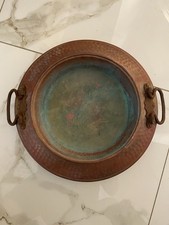 Antico Braciere in  Rame CON MANICI IN FERRO BATTUTO. DIAMETRO  max 39 cm.