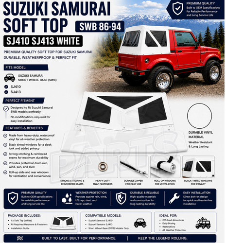 Suzuki samurai white - samurai, top