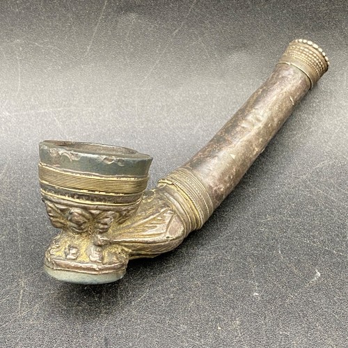 Antique silver pipe smoking - silver,